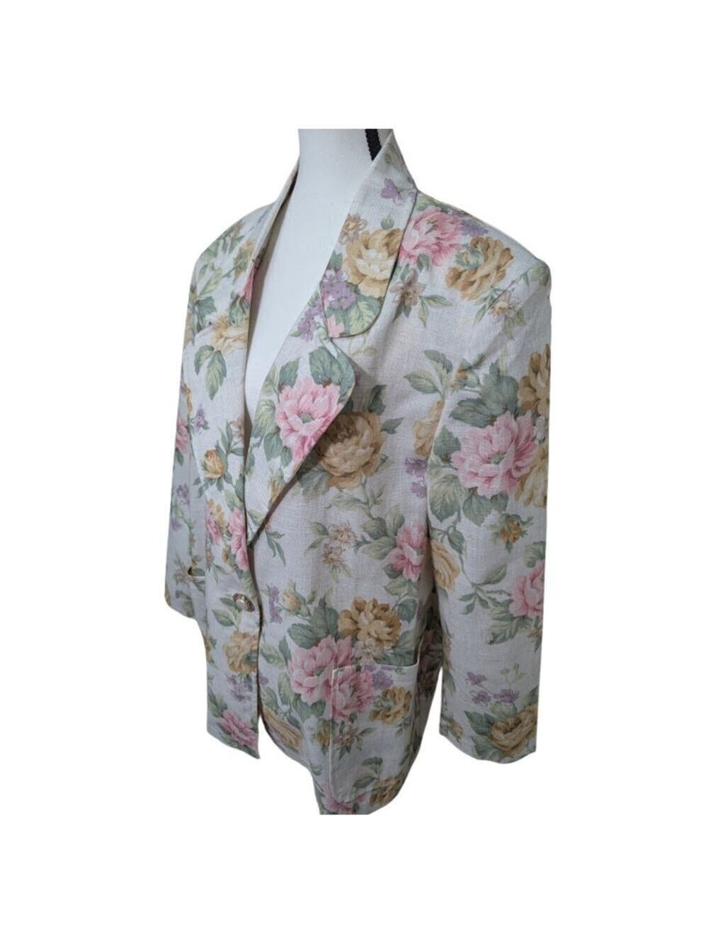 Y2K Style Blair Grandmillennial Cottagecore Floral Blazer Pearl Button Size 16